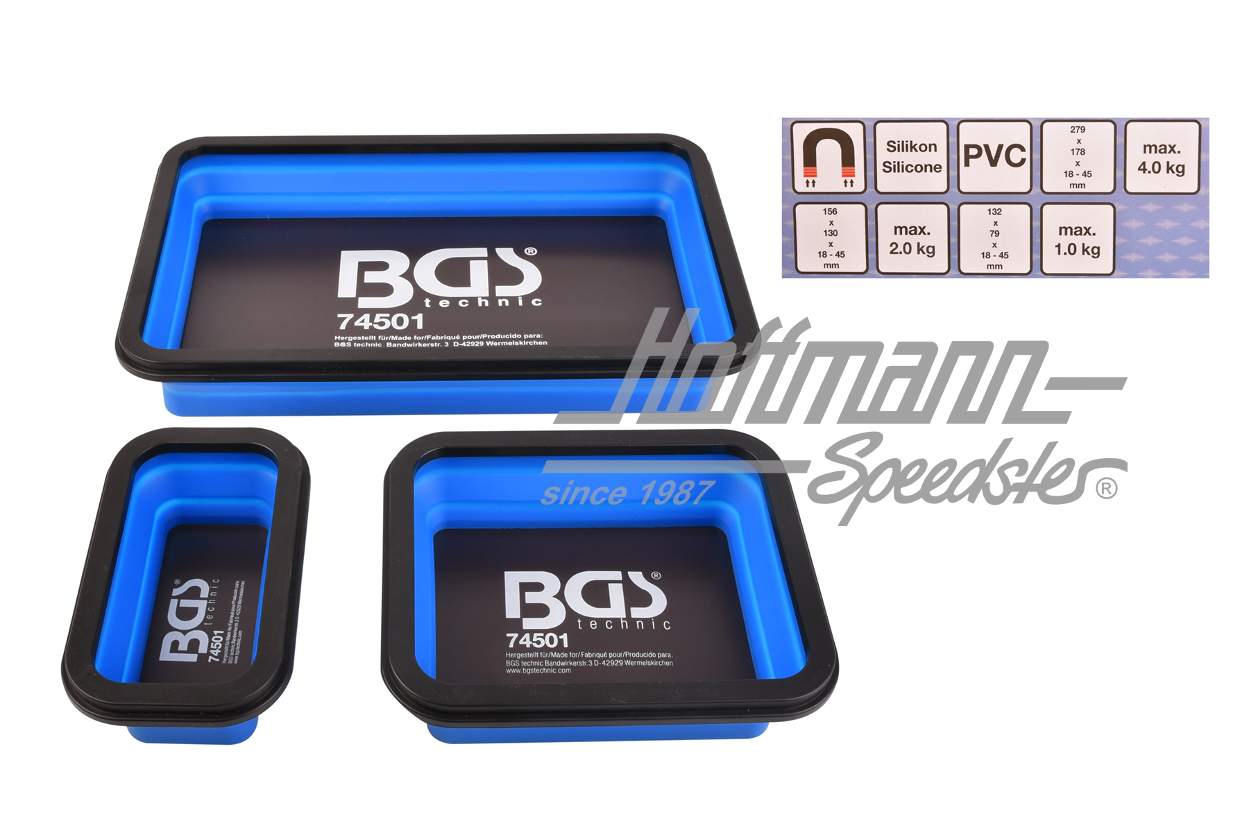 Set di vaschette magnetiche, silicone, 3 pezzi
 | --- --- --- | 027-0675-40