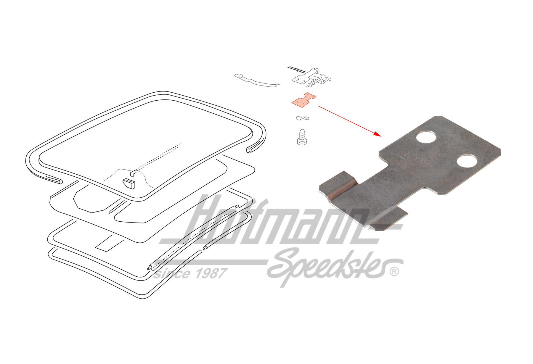 Piastra di supporto, trazione cavo
, 1303/Golf/Tipo 3/4 | 411 877 489 | 020-5498-43