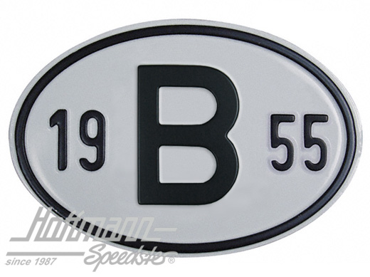 Targa sigla internazionale "B" (Belgio), "1955", alluminio |  | 020-2397-55