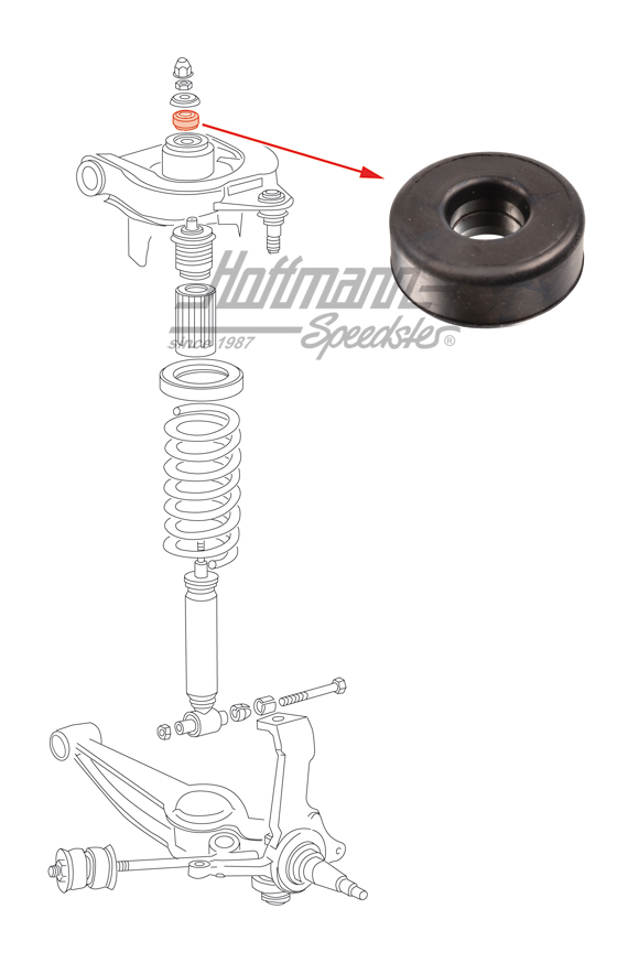 Cuscinetto in gomma, ammortizzatore, superiore, anteriore | 701 513 121 | 330-3560-20