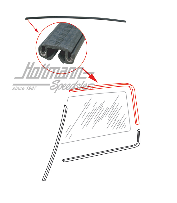 Profilo di guida, cristallo ad azionamento manuale, T3, sinistra / destra | 281 837 709 | 350-3012