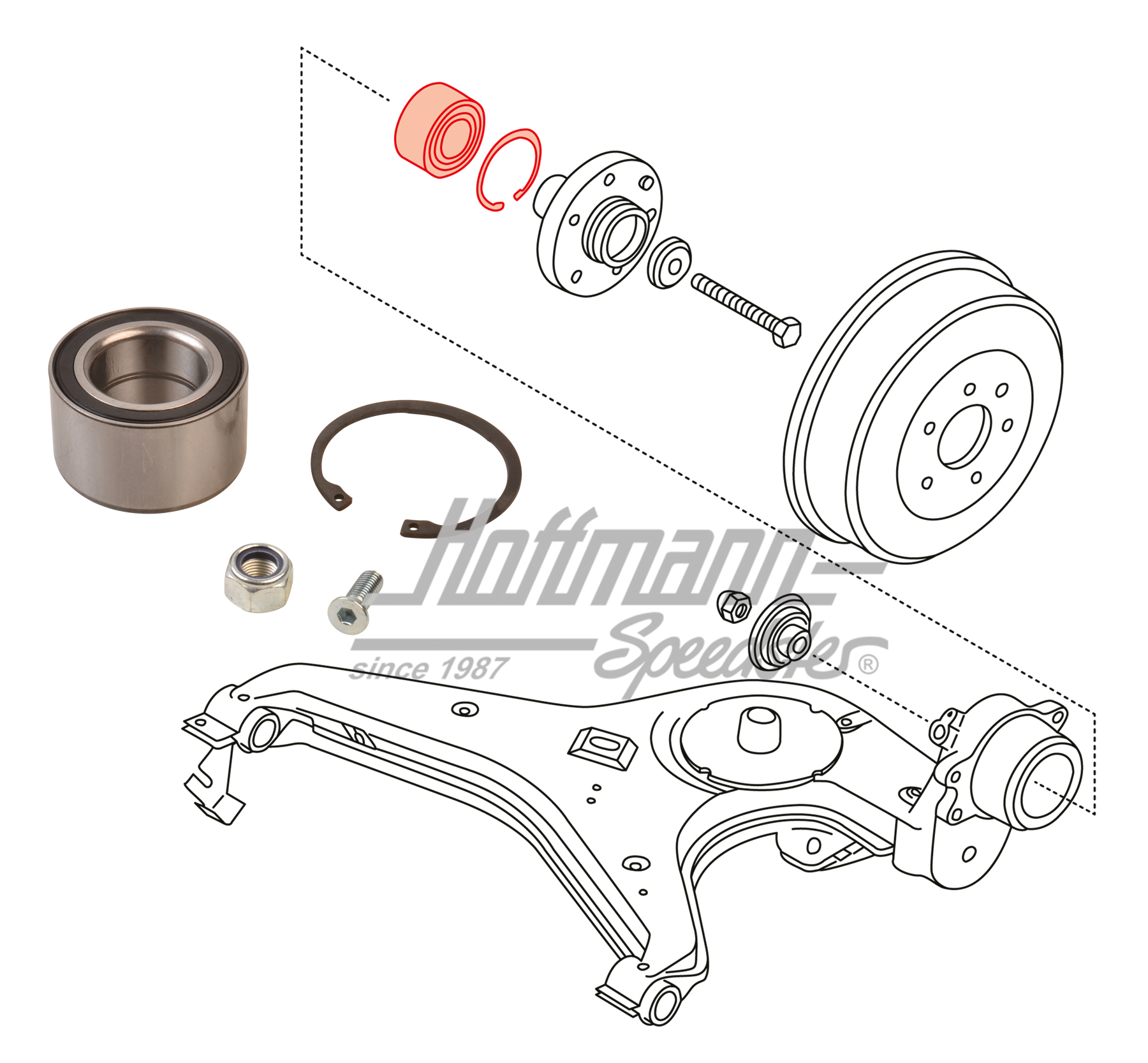 Set cuscinetto ruota, posteriore, Furgone T4, 1200kg | 701 598 625 | 405-0180