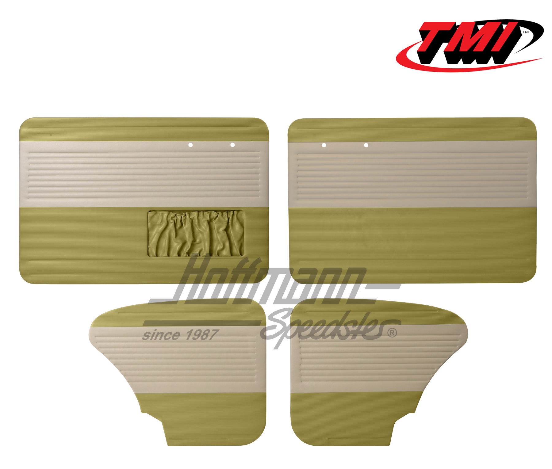 Pannelli per portiera e laterali, Maggiolino Berlina, 64-66, bianco vecchio / verde vecchio | 19-1123-25-15 | 055-7514-08