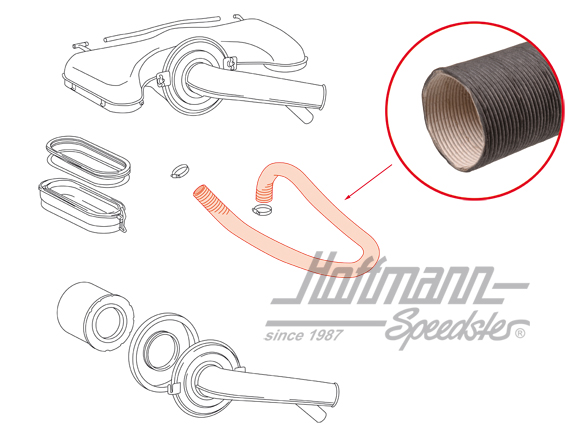 Tubo flessibile riscaldamento,  911/912, carburatore 
 | 901 108 291 00 | 530-1280