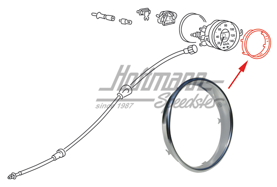 Ghiera decorativo per tachimetro, di serie, anodizzato argenteo | 113 957 371 EC | 020-2063