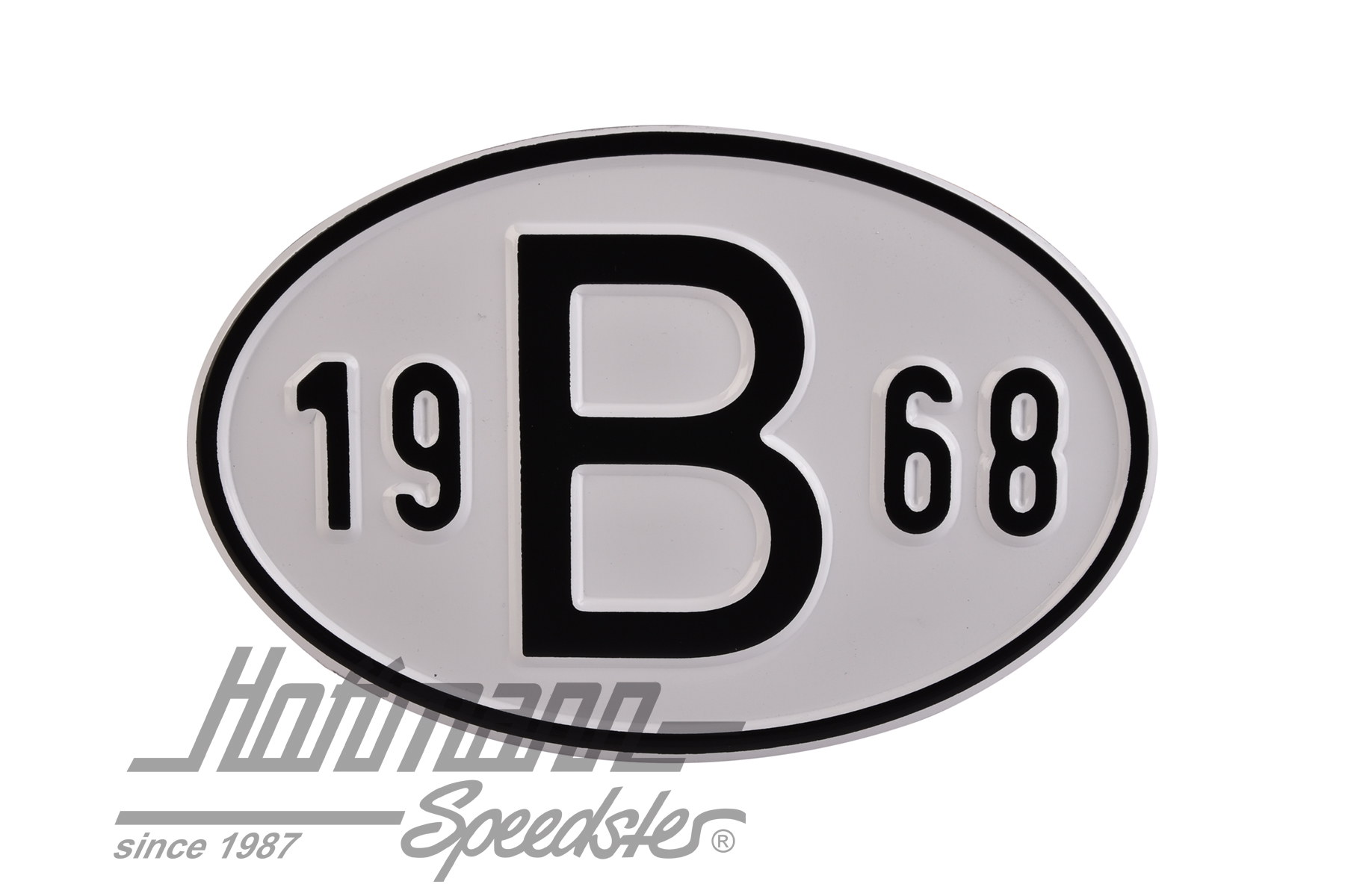 Targa sigla internazionale "B" (Belgio), "1968", alluminio |  | 020-2397-68