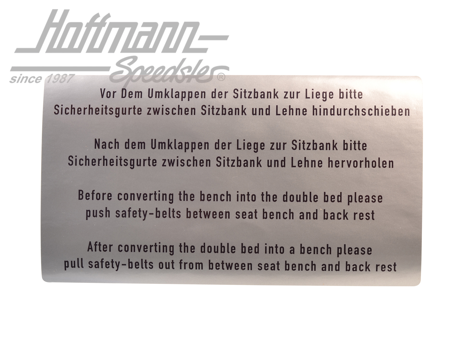 Adesivo "bench/safety belts" |  | 021-0198-50