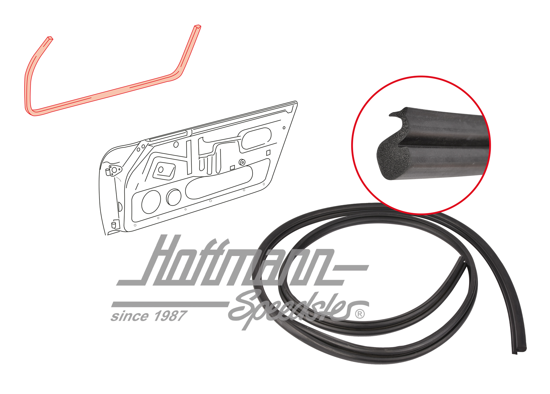Guarnizione porta, 911 Targa, 65-73, sinistra/destra | 902 531 093 40 | 515-0900-09