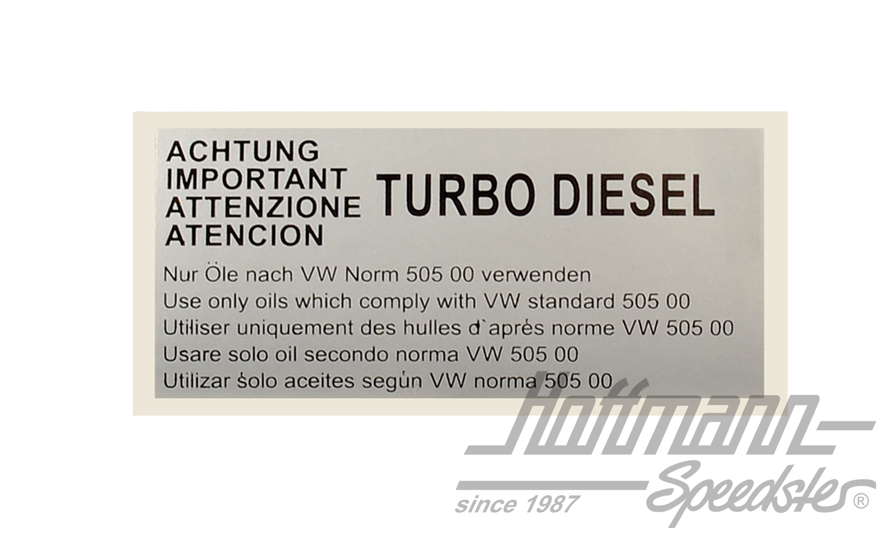 Adesivo "Attenzione Turbo Diesel", argento | 068 010 044 H | 021-0199-94