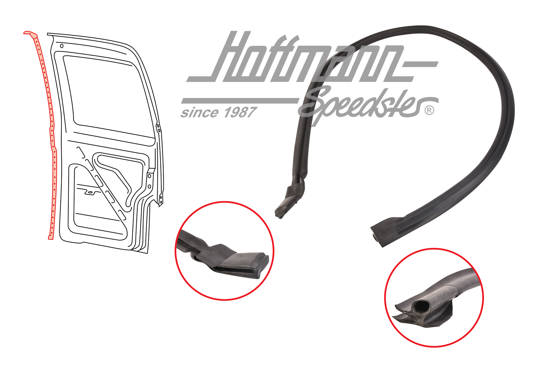 Guarnizione, porte ad ala di gabbiano, centrale, posteriore, Furgone T4 | 701 827 709 | 408-1439