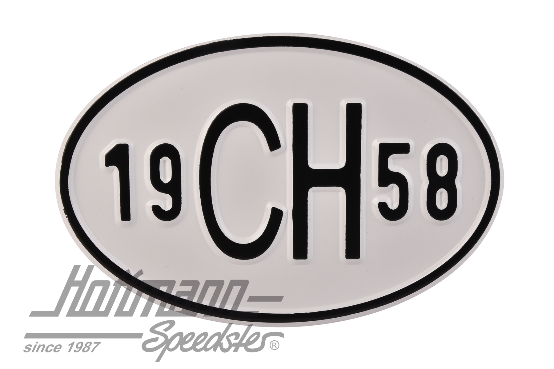Targa sigla internazionale "CH" (Svizzera), "1958", alluminio |  | 020-2401-58