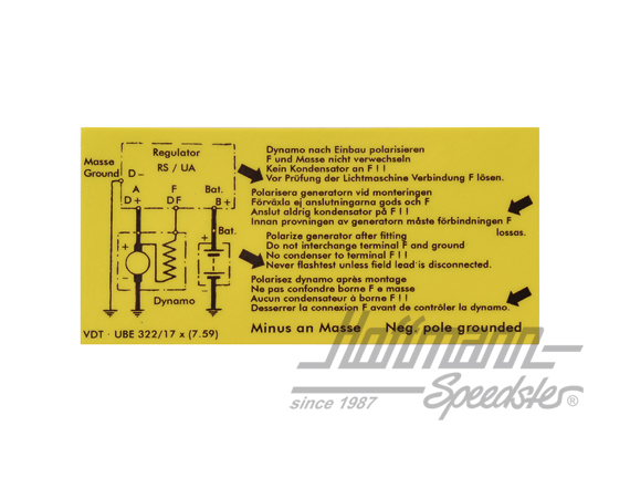 Adesivo "Lichtmaschinenregler"
 (regulatore di dinamo)                                             