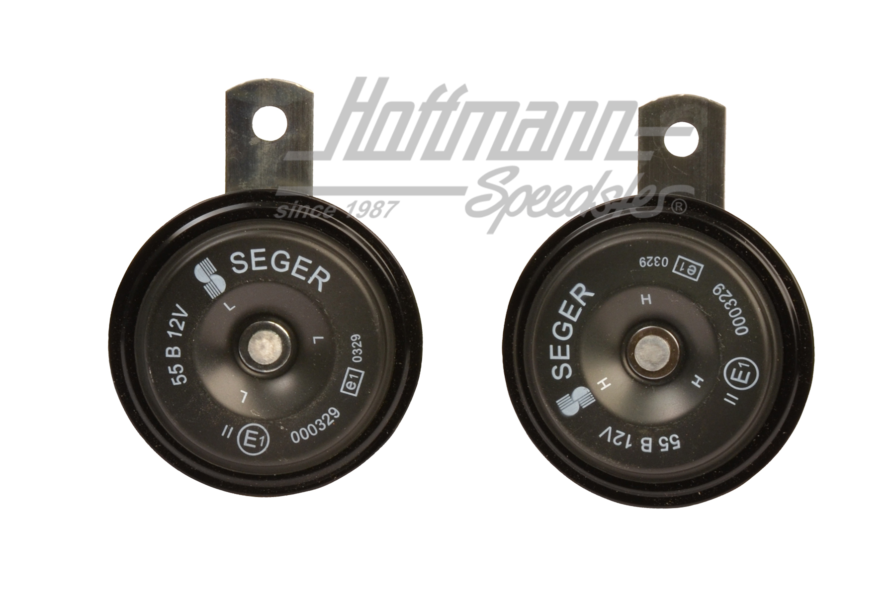 Clacson, coppia, mini, 75mm, nero, 12V | 55BO 1200K | 200-8040