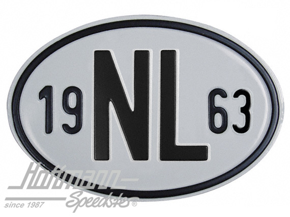 Targa sigla internazionale "NL" (Paesi Bassi), "1963", alluminio |  | 020-2391-63