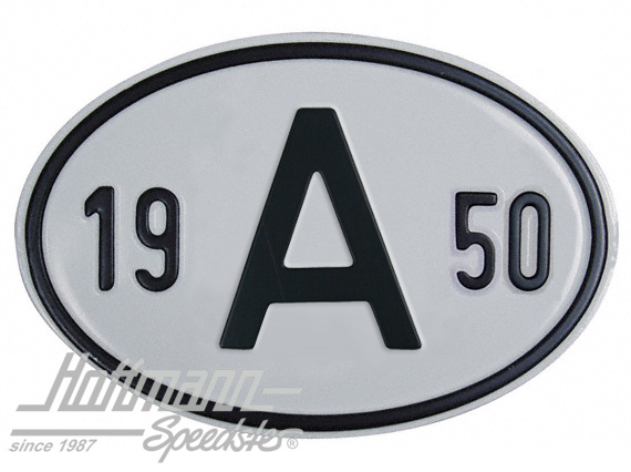 Targa sigla internazionale "A" (Austria), "1950", alluminio |  | 020-2398-50