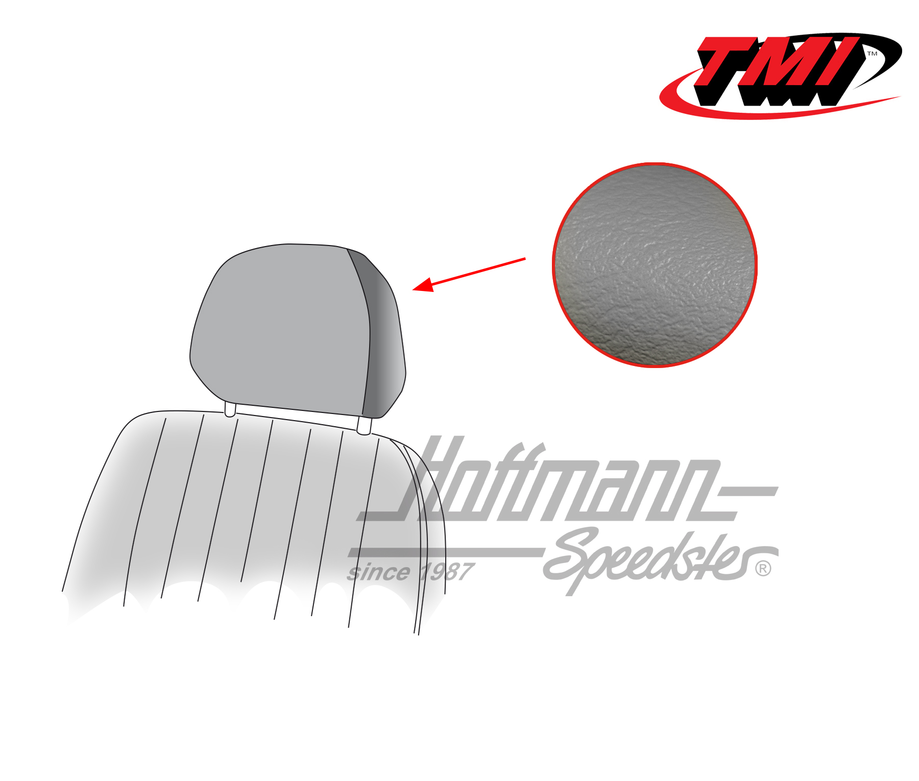 Copri poggiateste, Karmann Ghia, 68-74, grigio | 43-1530-16 | 066-0079-35