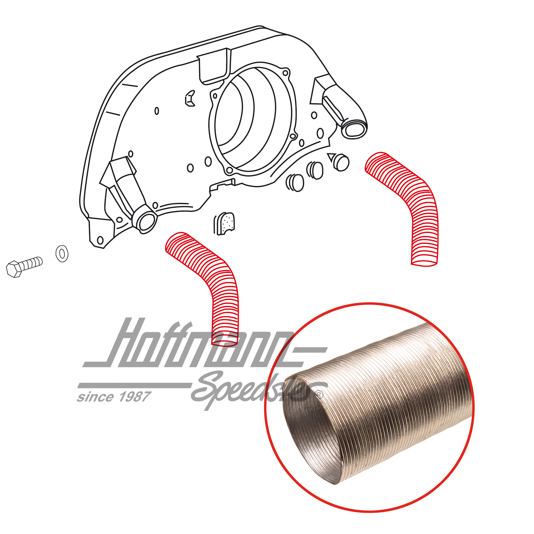 Tubo flessibile di riscaldamento, alluminio, argenteo | 028 129 087 A/Alu | 010-1401