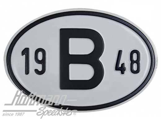 Targa sigla internazionale "B" (Belgio), "1948", alluminio |  | 020-2397-48