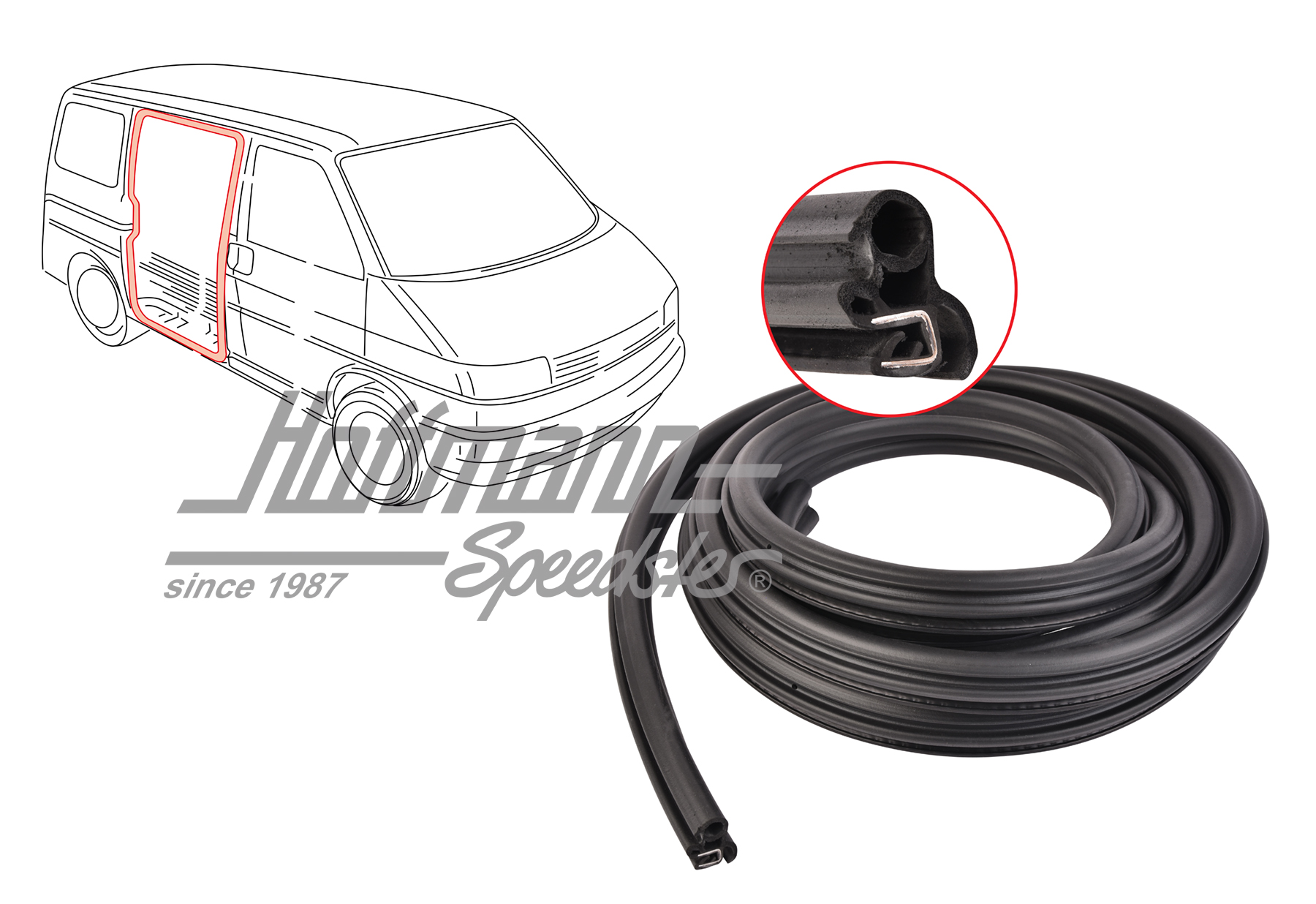 Guarnizione porta scorrevole, Furgone T4 Van, sinistra/destra | 7D0 843 791 F | 408-1460-10