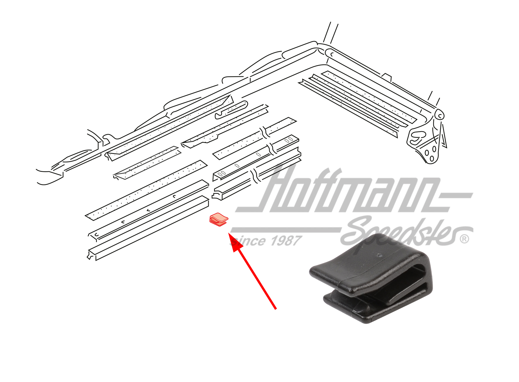 Clip, guarnizione della capote, Golf 1 Cabrio | 155 871 439 | 180-4893