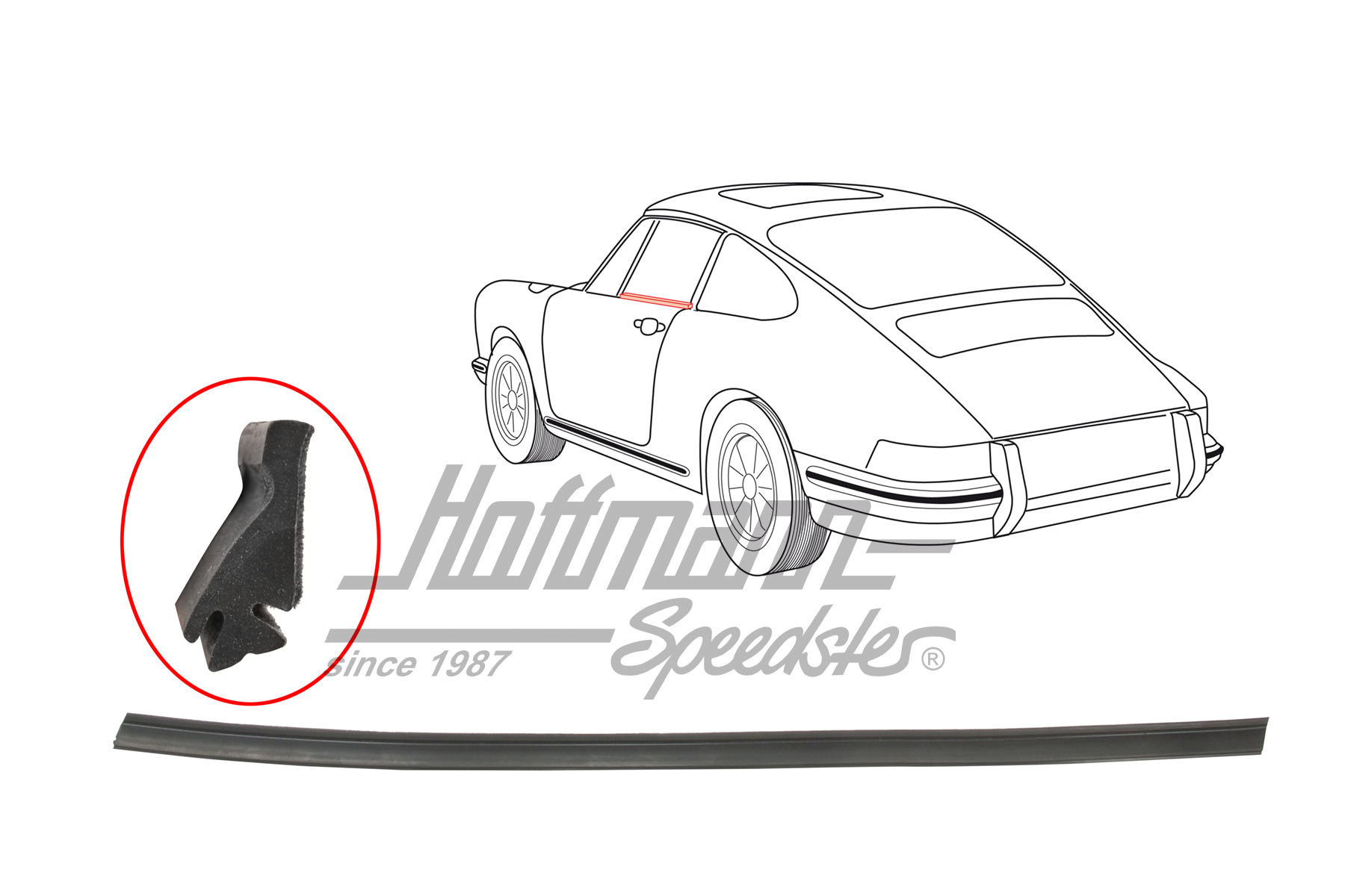 Guarnizione, vetro porta, 911 Coupé, sinistra | 911 531 931 02 | 515-0940-01