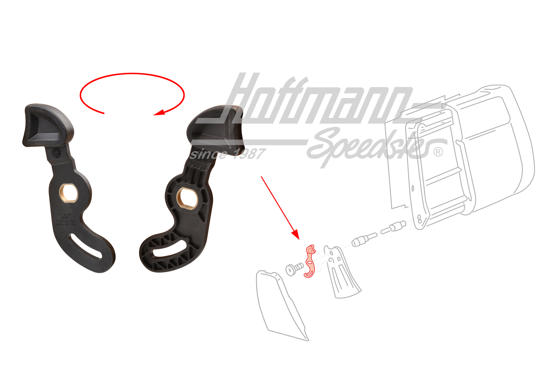 Leva di bloccaggio, panca doppia, schienale, destra | 701 881 224 A 01C | 408-2284-02