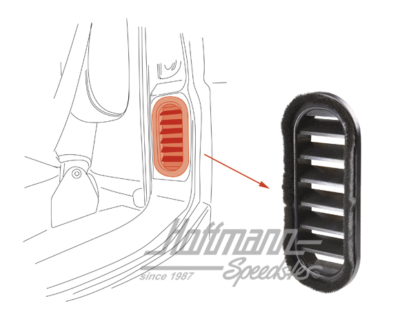 Griglia (guarnizione), coduttura d'aria, portiera, NOS | 255 259 637 | 350-6220
