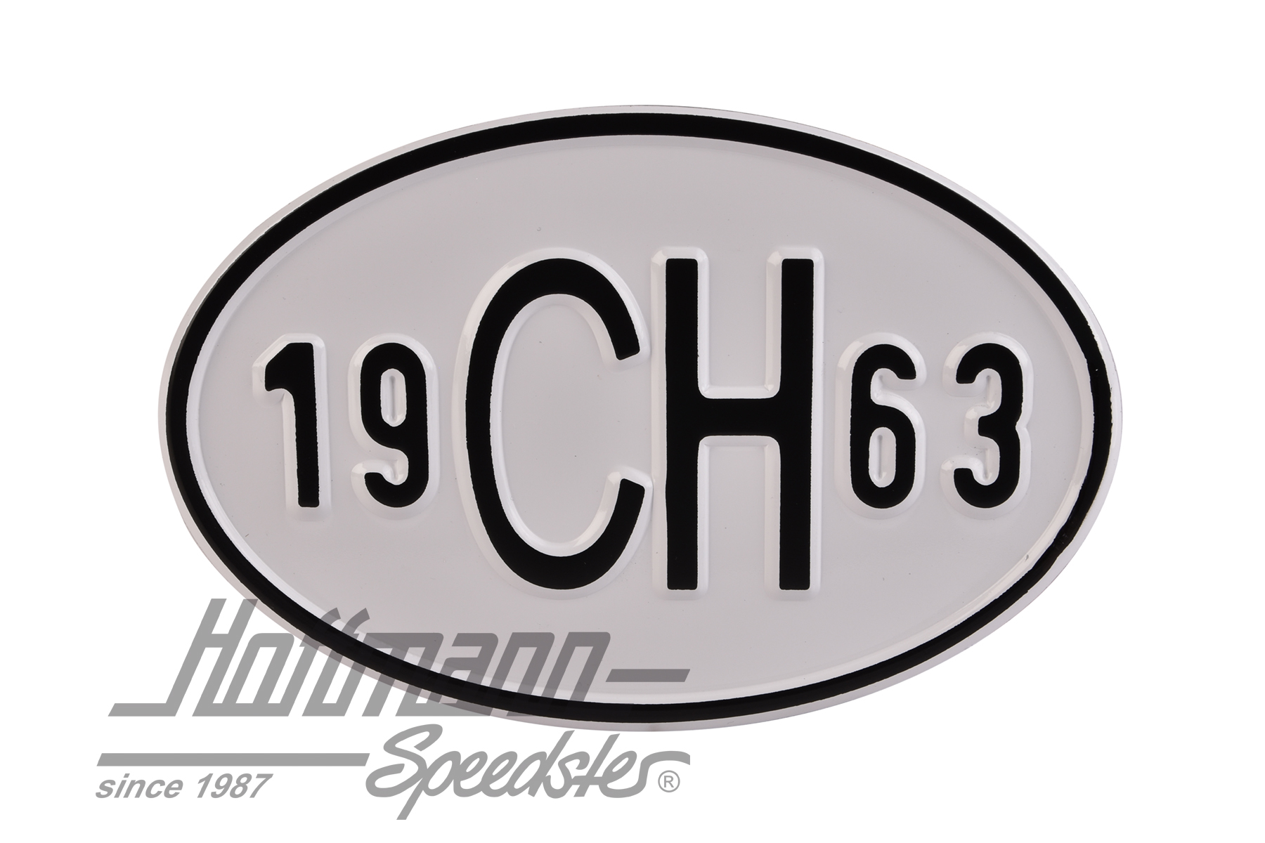 Targa sigla internazionale "CH" (Svizzera), "1963", alluminio |  | 020-2401-63