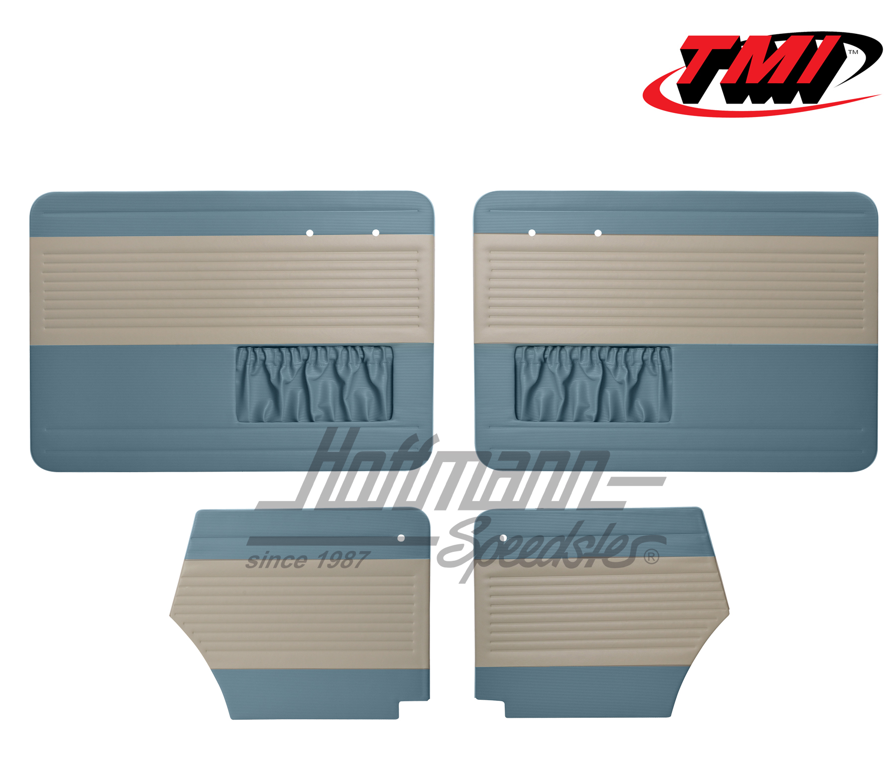 Pannelli per portiera e laterali, Maggiolino Cabriolet, 55-64, bianco vecchio / blu vecchio | 19-1327-24-15 | 055-7554-09