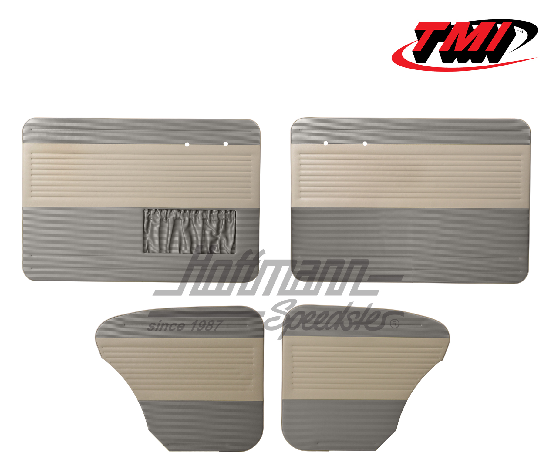 Pannelli per portiera e laterali, Maggiolino Berlina, 55-64, bianco vecchio / grigio | 19-1122-16-15 | 055-7504-03