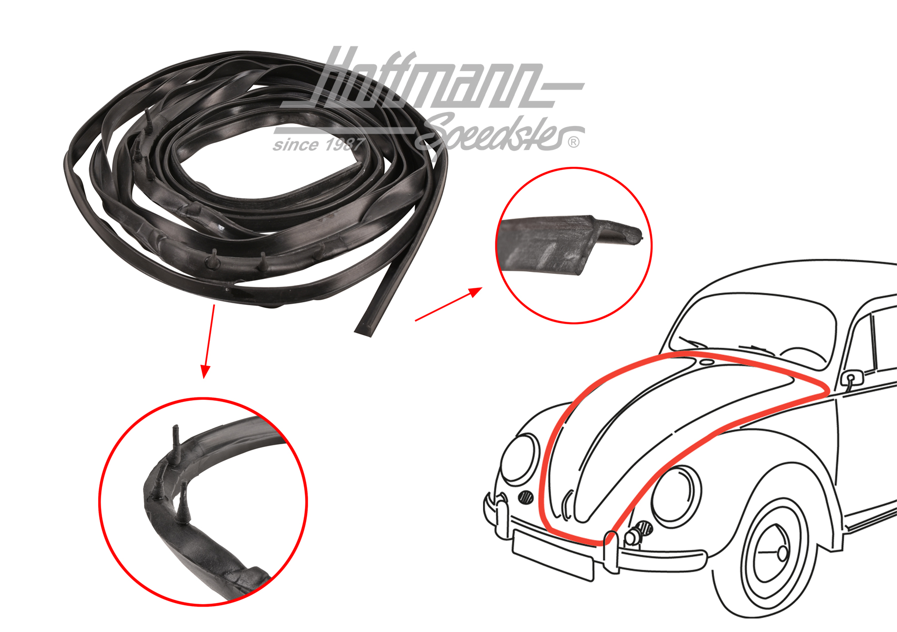 Guarnizione cofano anteriore, 12-1500+02, Germania | 113 823 731 B | 020-5100-03