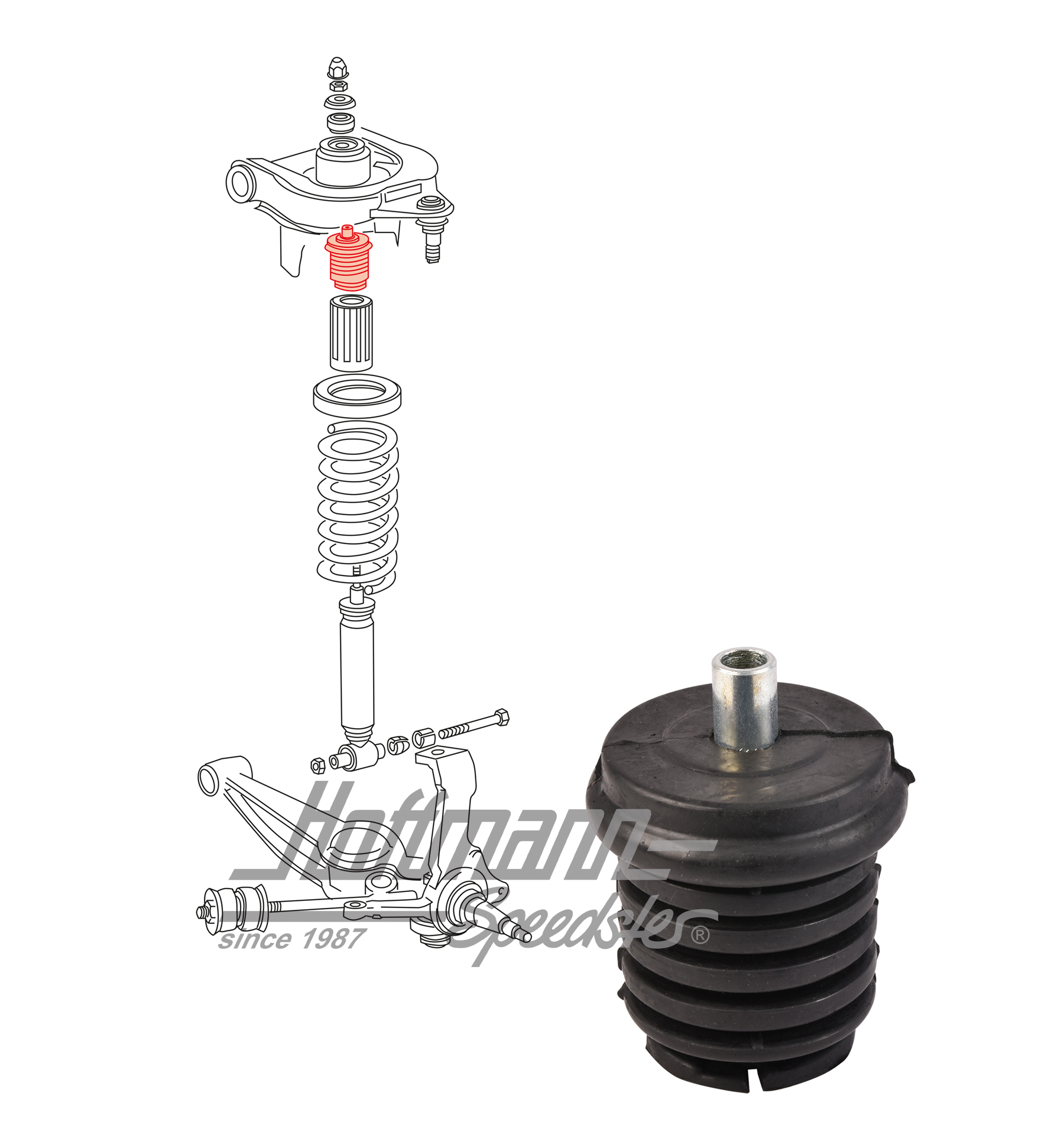 Gomma d'arresto, anteriore, Furgone T3, 79-92 | 251 411 123 B | 330-3560-04
