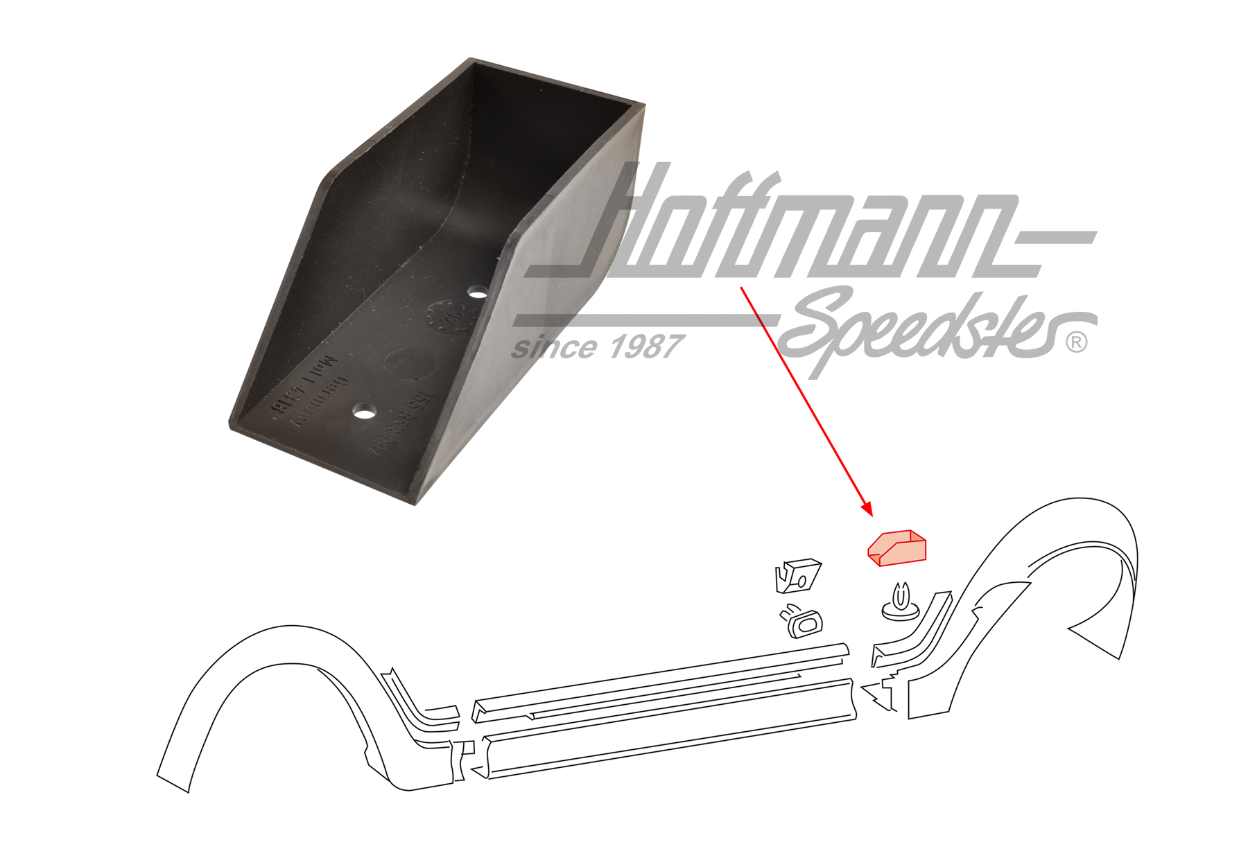 Cappuccio, listello sottoporta, posteriore, Golf 1 Cabriolet | 155 853 994 | 180-1150-64