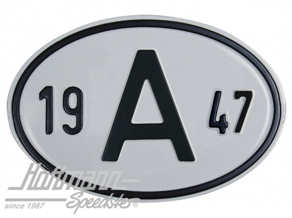 Targa sigla internazionale "A" (Austria), "1947", alluminio |  | 020-2398-47