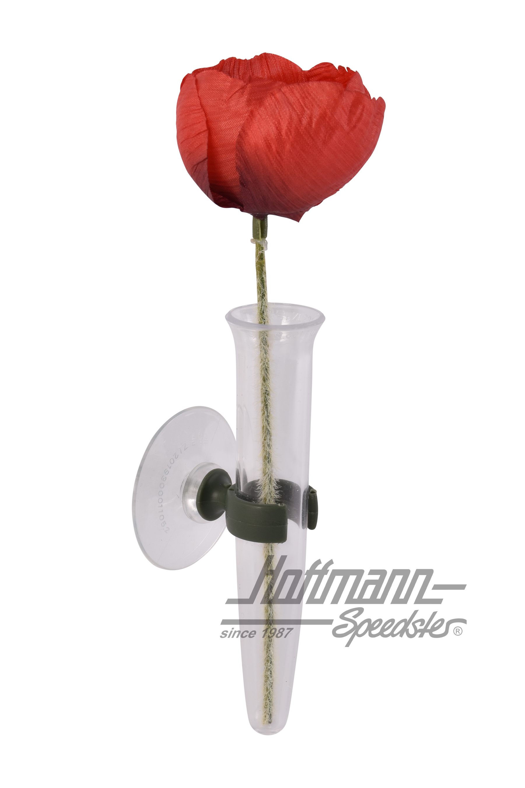 Vaso per fiori, plexiglass,  con fiore rosso | --- --- --- | 020-2005
