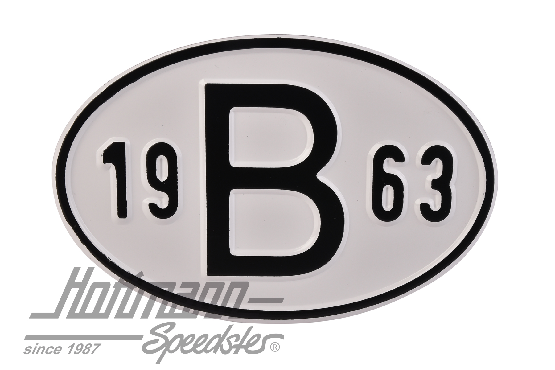 Targa sigla internazionale "B" (Belgio), "1963", alluminio |  | 020-2397-63