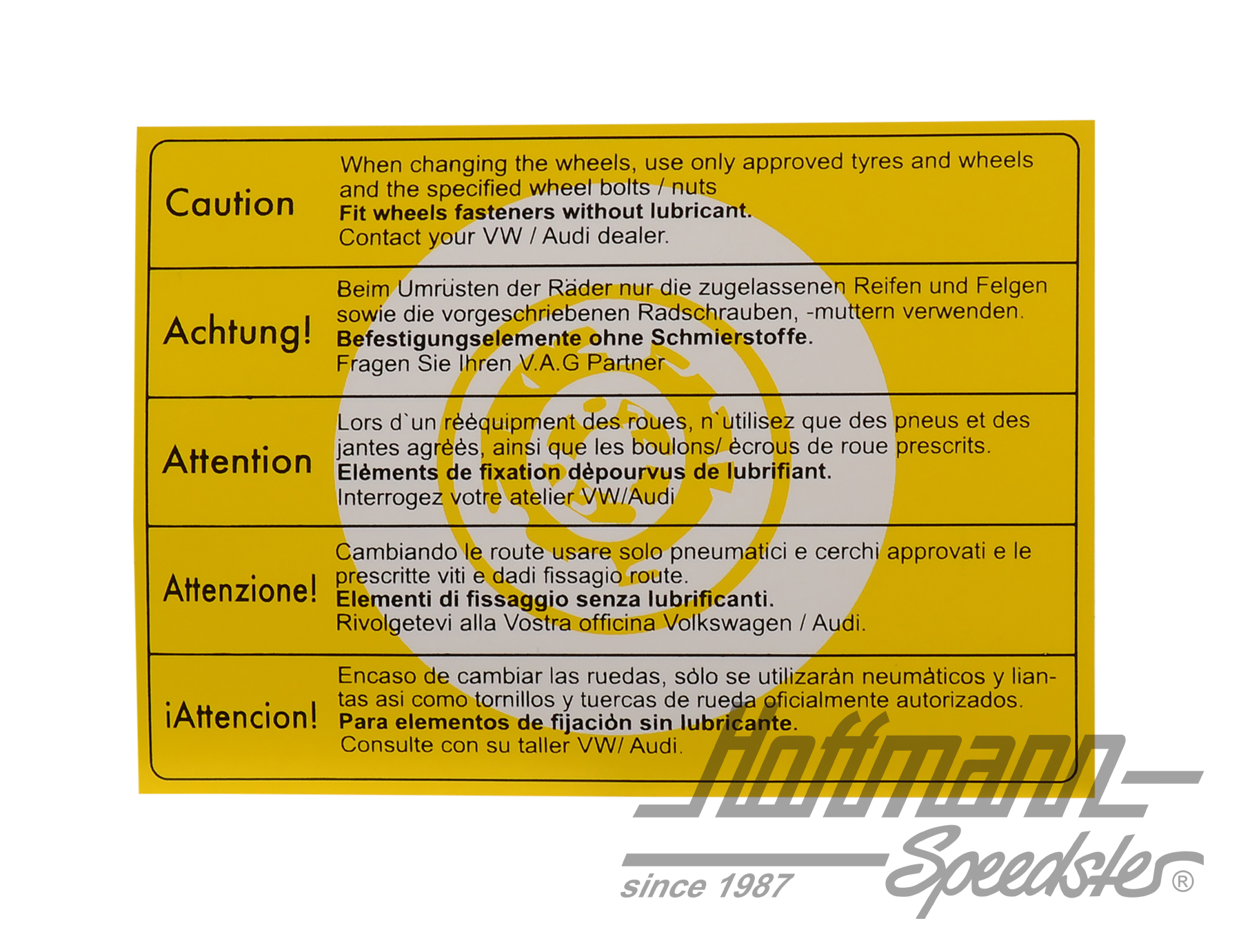 Adesivo "Attenzione cambio gomme", grande | 255 010 014 T | 021-0199-91