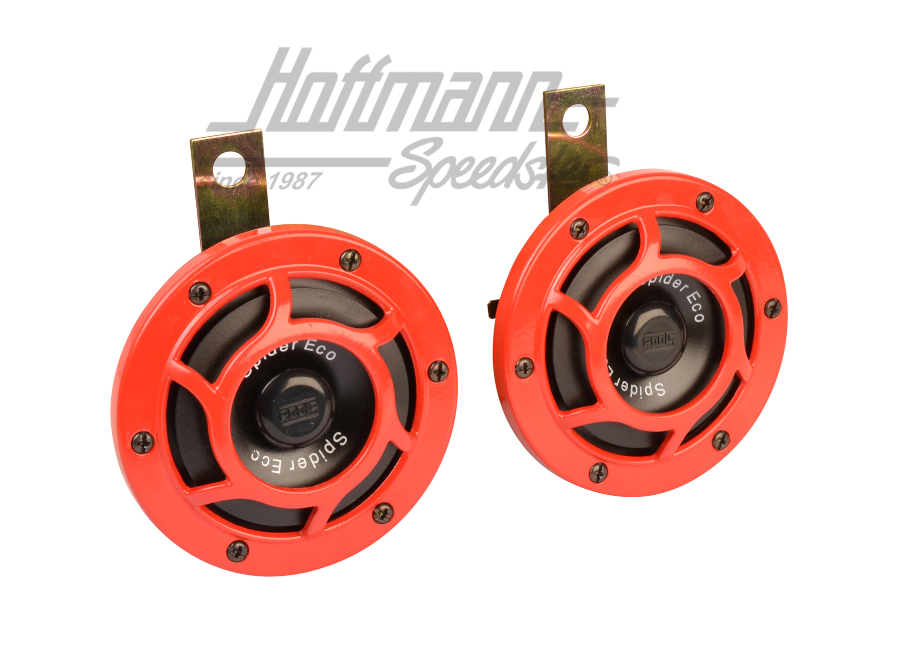 Clacson, coppia, rosso/nero, 12V, 110mm | 81 12 303 | 020-4446-15