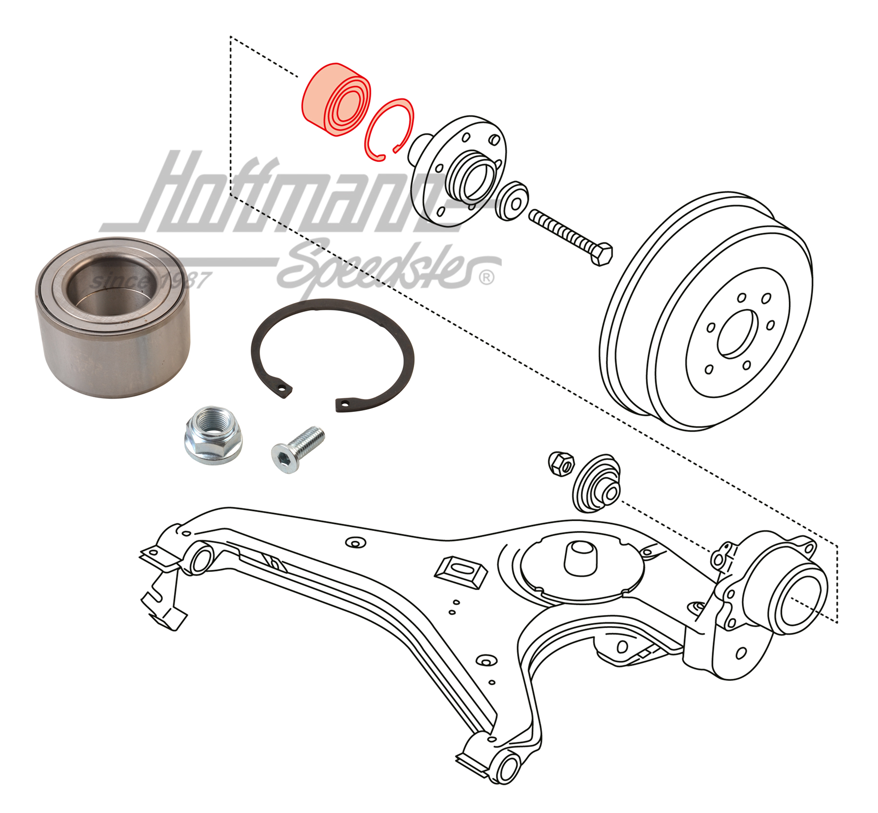 Set cuscinetto ruota, posteriore, Furgone T4, 2000kg | 701 598 625 B | 405-0183