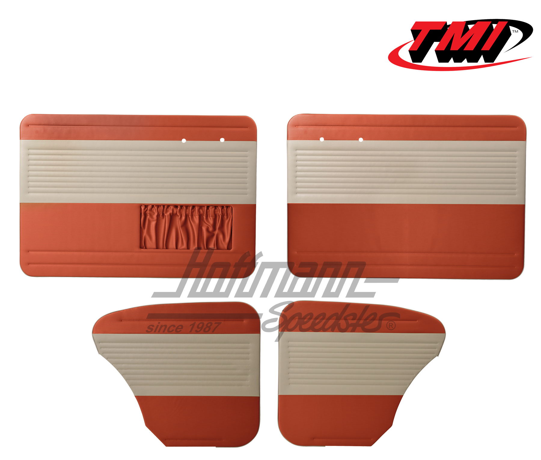 Pannelli per portiera e laterali, Maggiolino Cabriolet, 64-66, bianco vecchio / rosso mattone | 19-1328-23-15 | 055-7564-07