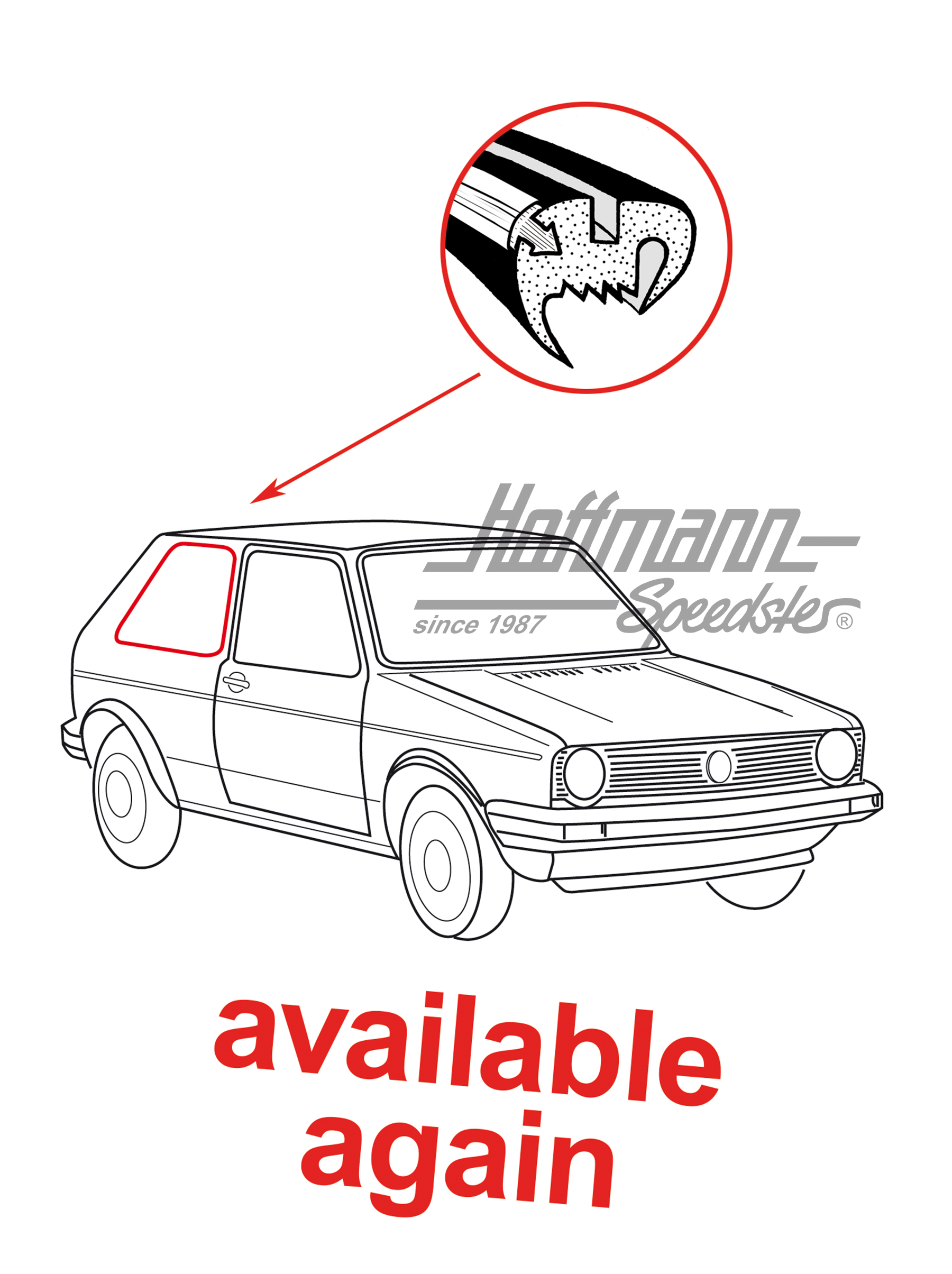 Guarnizione, finestra laterale, Golf 1, posteriore, destra | 171 845 322 A | 180-7142