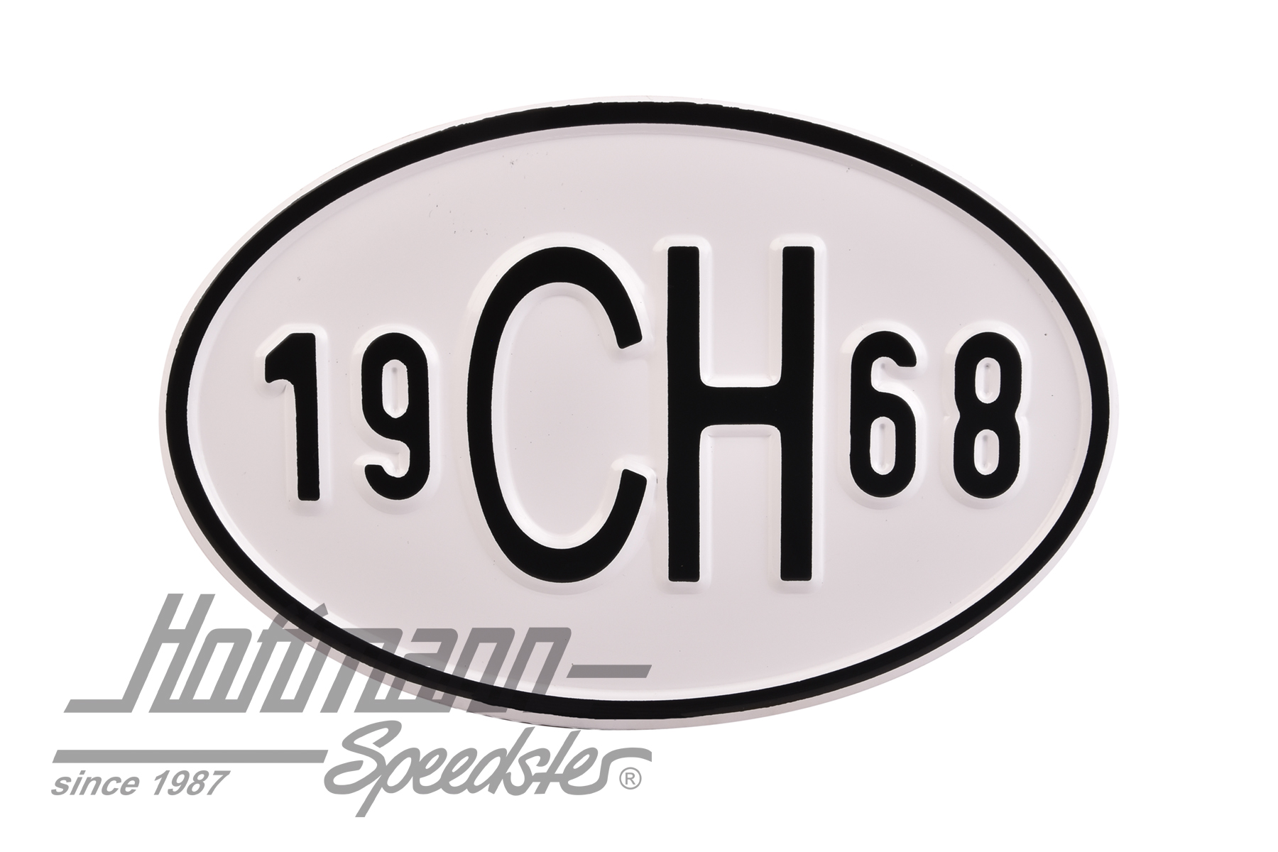 Targa sigla internazionale "CH" (Svizzera), "1968", alluminio |  | 020-2401-68