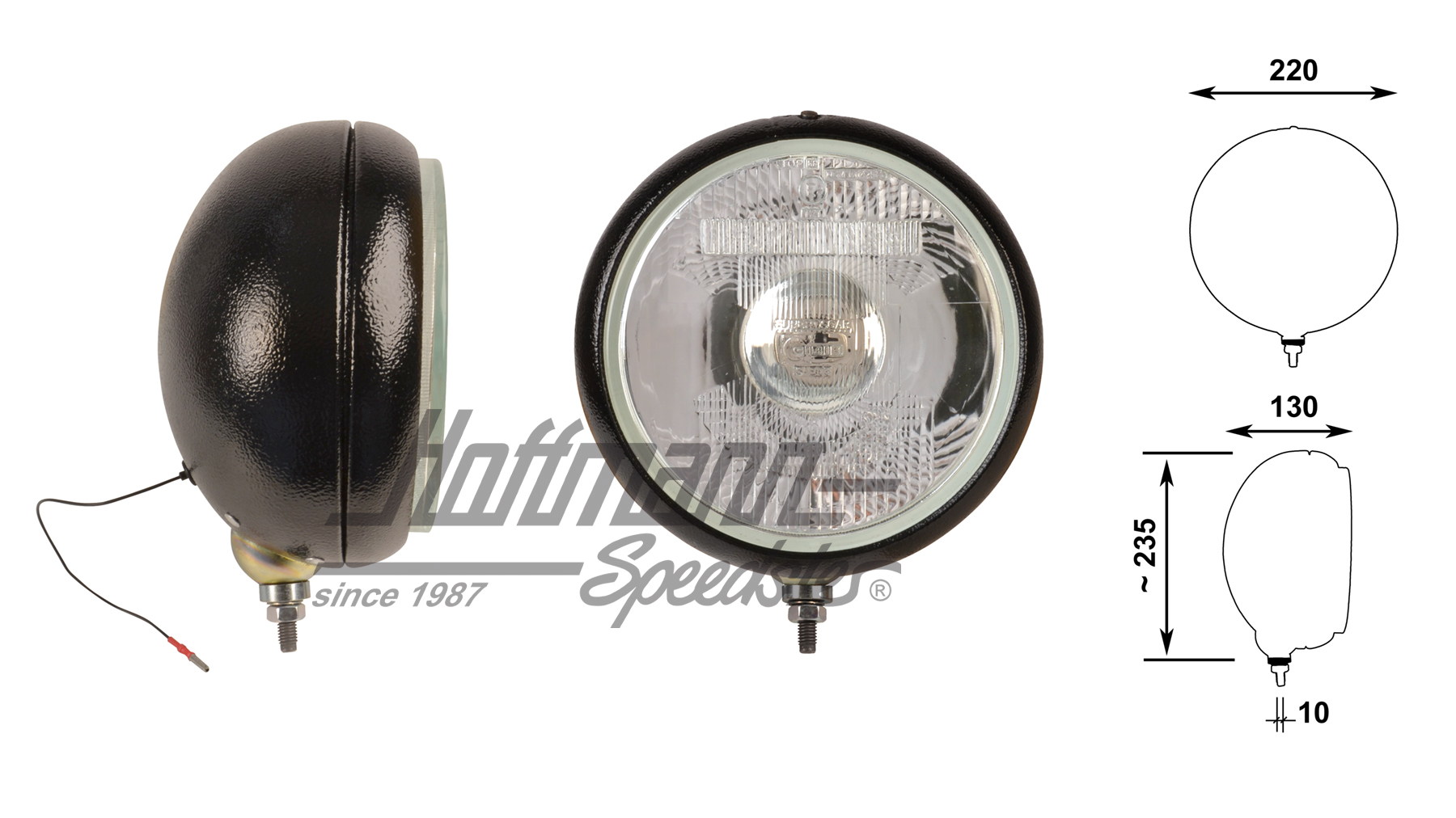 Fanale abbagliante Cibié Super Oscar, nero | 068685 | 020-4442-40