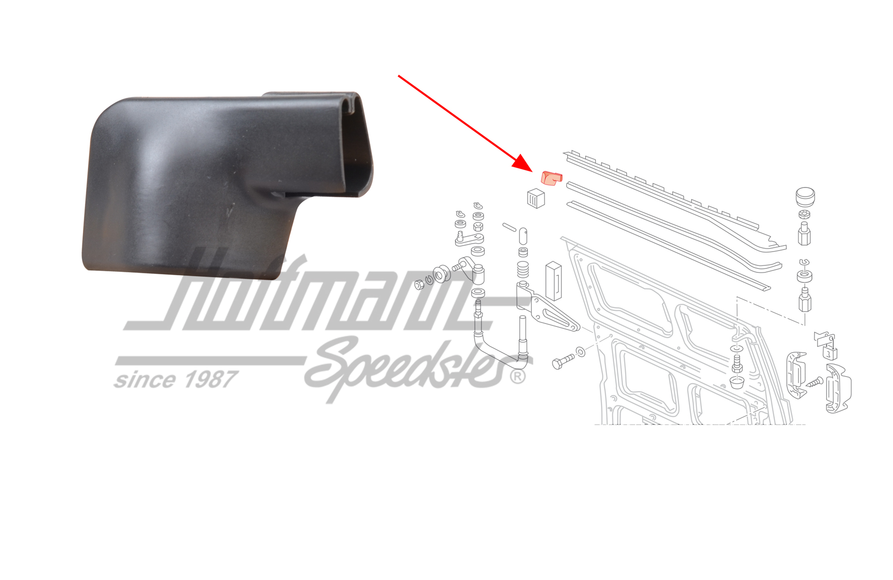 Protezione, profilo, porta scorrevole
, destra, nera | 255 843 188 A | 360-4050-02