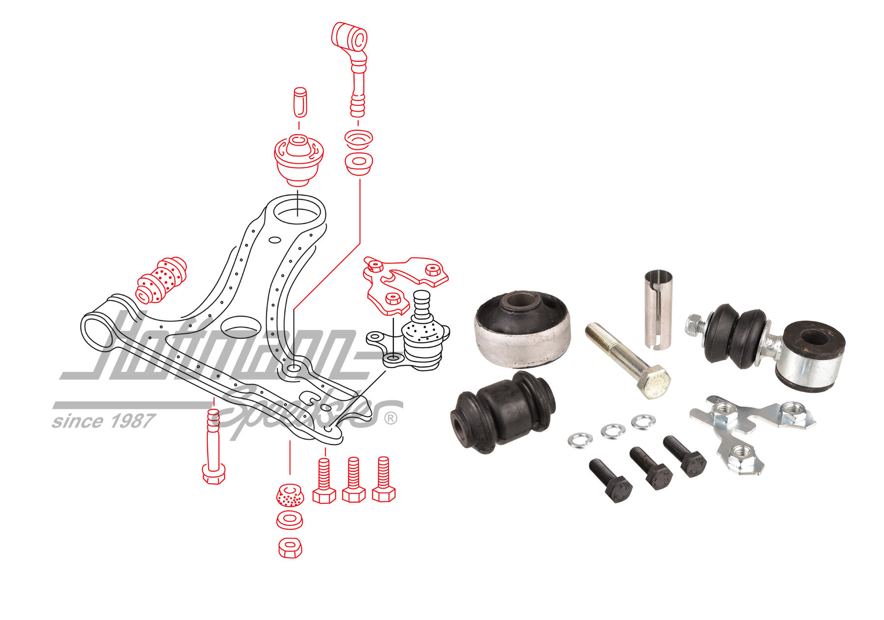 Set di fissaggio, braccio trasversale, Golf 2 | 191 498 153 S | 204-0400