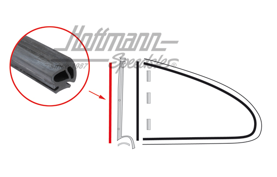 Guarnizione, vetro ad azionamento manuale / deflettore, 66-71 | 143 847 341 AL | 060-0406-05