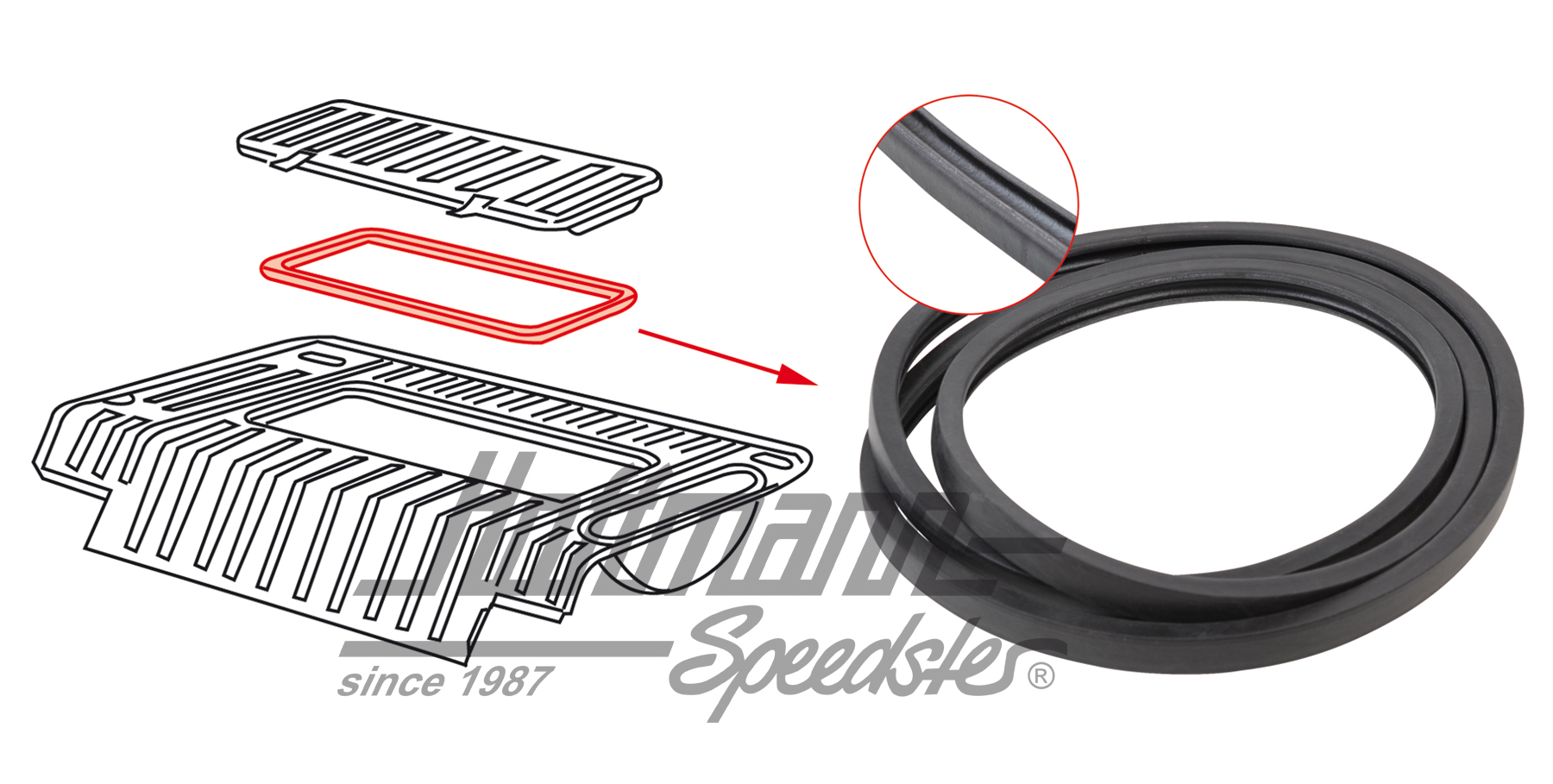 Guarnizione, coperchio vano motore, superiore, 1.7-2.0 | 211 813 133 | 092-0103