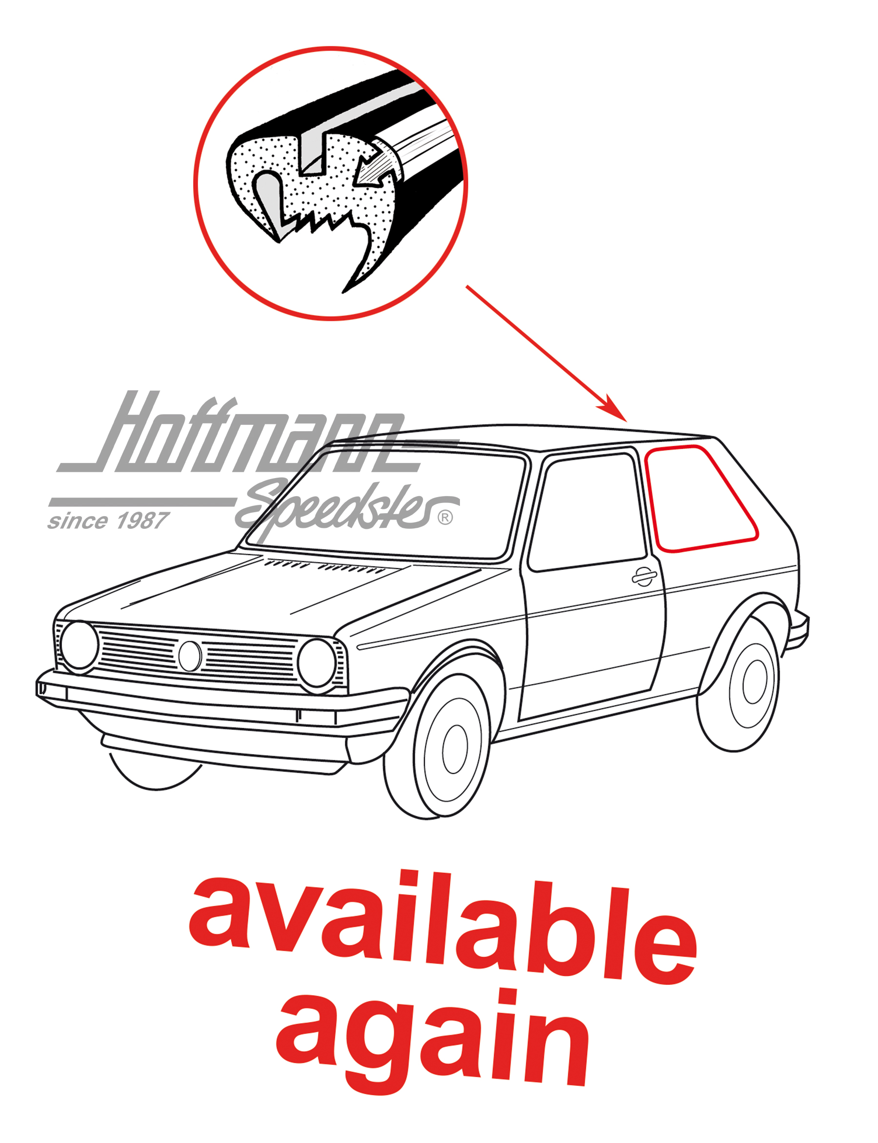 Guarnizione, finestra laterale, Golf 1, posteriore, sinistra | 171 845 321 A | 180-7141