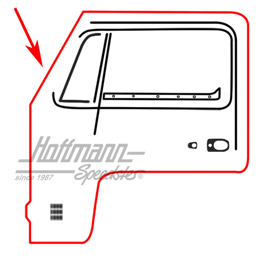 Guarnizione portiera, Furgone T2, 67-79, Riproduzione, sinistra | 211 831 721 D | 090-6101-11