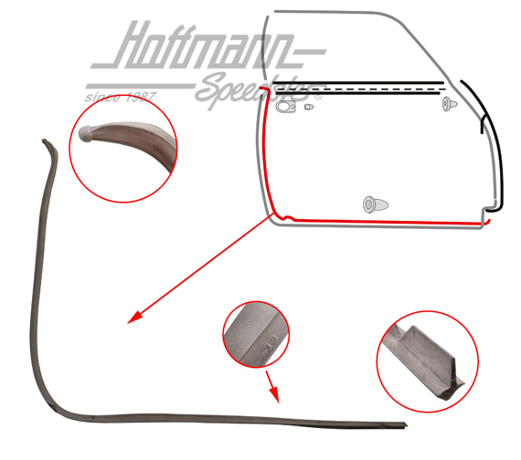Guarnizione portiera, Karmann Ghia, destra, Qualità Superiore | 141 831 732 C | 060-0012